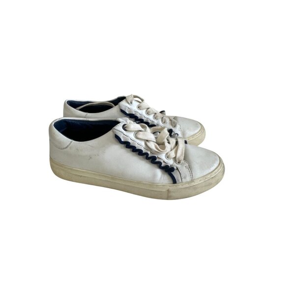 TORY BURCH Sport White Leather Ruffle Sneakers Size 6.5 - Picture 3 of 7